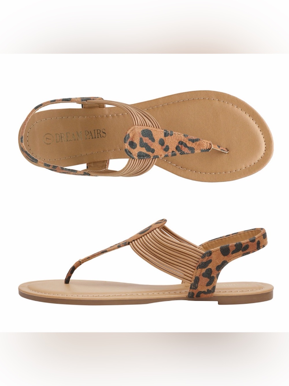 Dream Pairs Leopard Print Elastic Gladiator Sandals - Brown